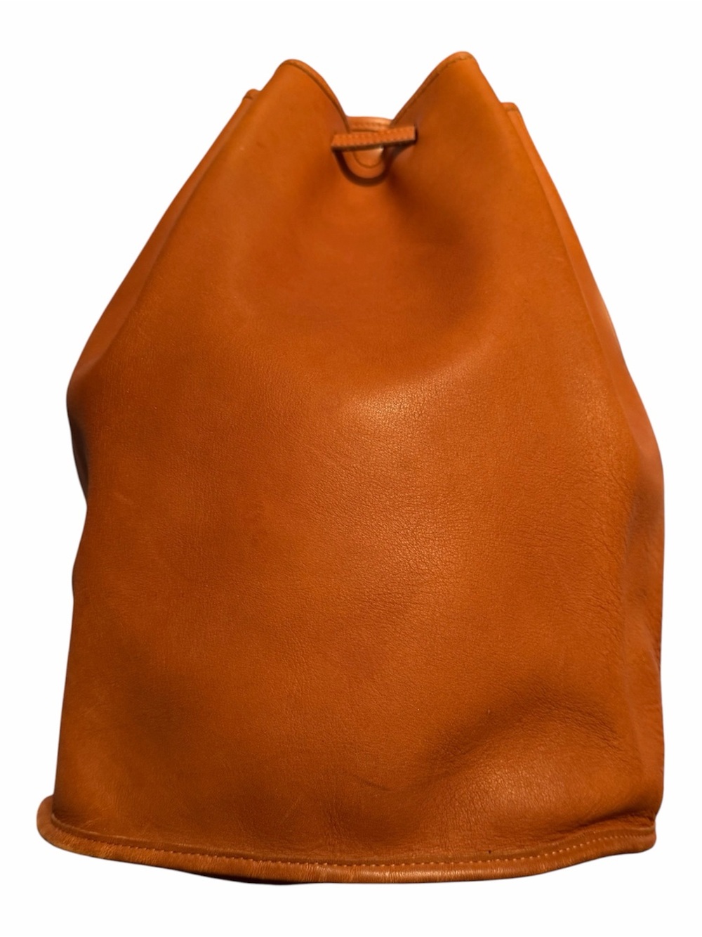 Vintage large Coach Brown Leather draw string bag made in USA